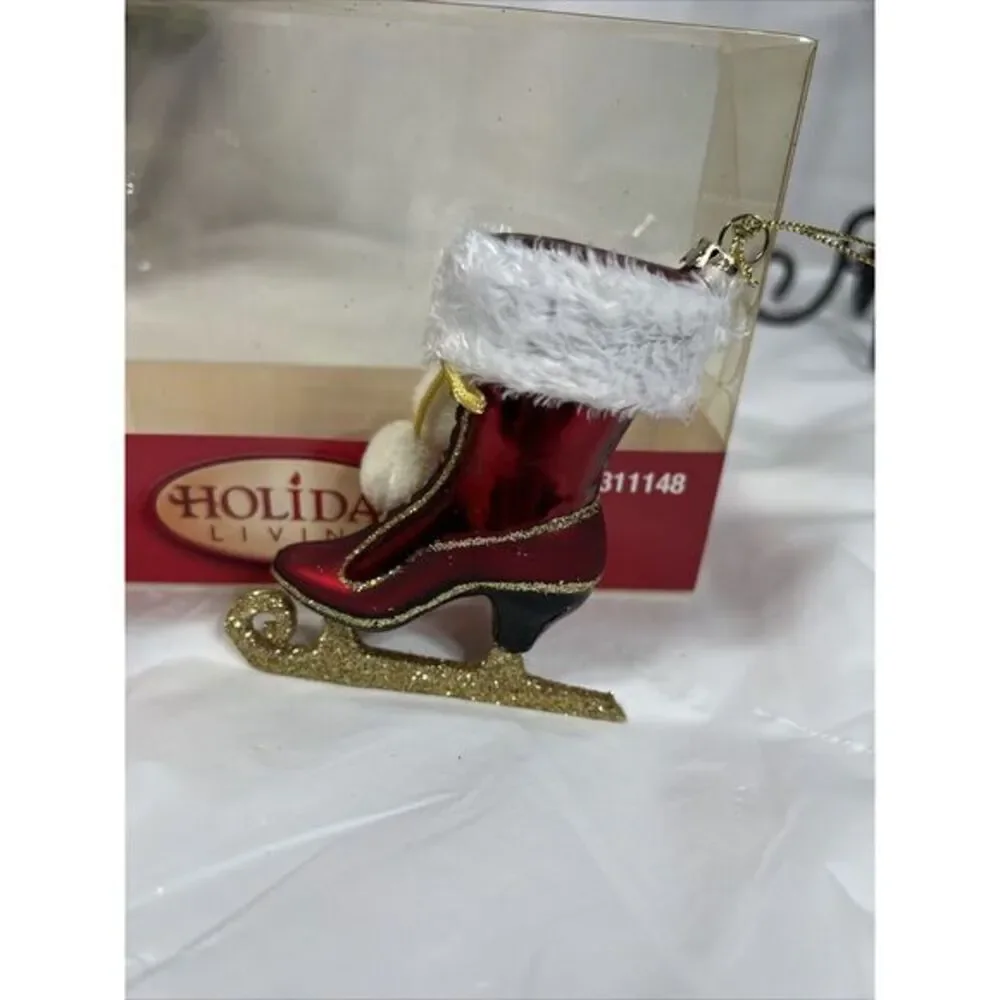 Holiday Living‎ Santa Glass Blown Ice Skates